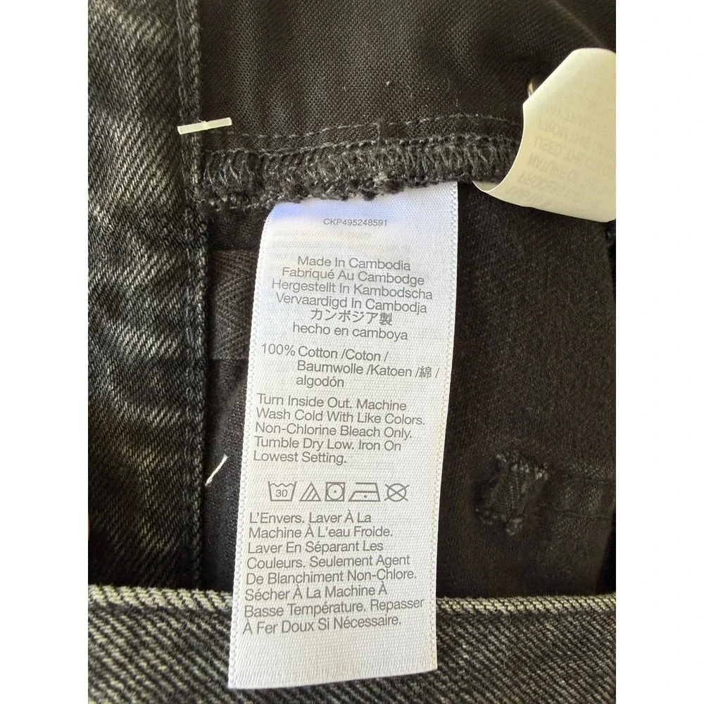 Madewell The Brynn Long Short Black Denim Cutoff Shorts Button Fly Size 25